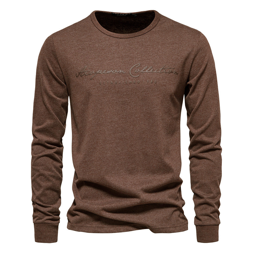 Herren nan minimalistisches Rundhals-Sweatshirt aus Baumwollmischung mit gerippten Bündchen EB