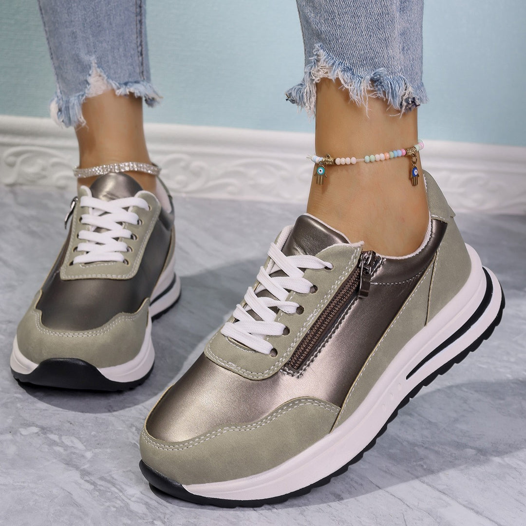 Damen Sportliche Sneakers mit praktischen Reißverschluss und atmungsaktiver Sohle EB