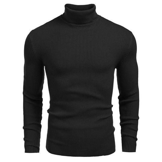 Herren eleganter Rollkragenpullover aus ribbed Strick EB