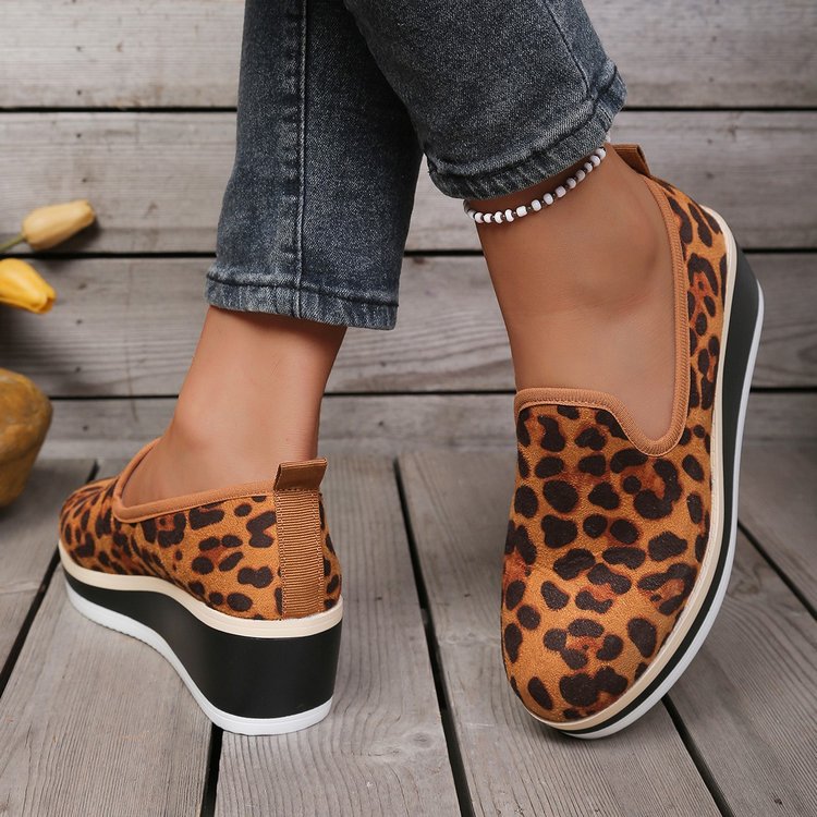 Damen Wedge-Sneaker mit animalistischem Muster und rutschfester Sohle EB