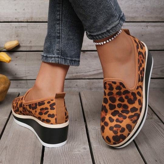 Damen Wedge-Sneaker mit animalistischem Muster und rutschfester Sohle EB