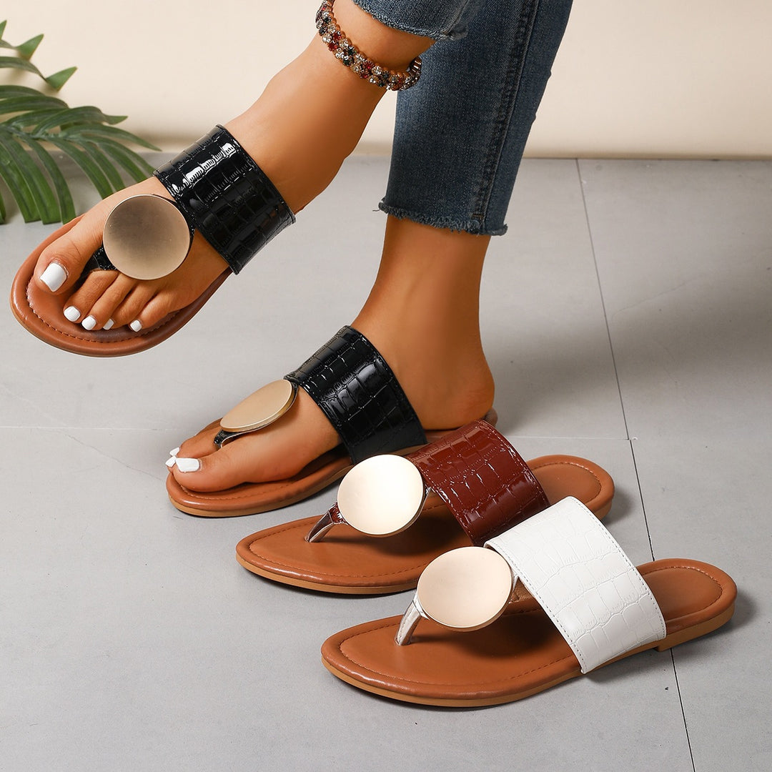 Damen elegante Riemensandalen mit modernem Kroko-Lederlook und glänzenden Akzenten EB