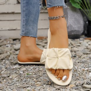 Damen Komfortable Riemchen-Sandalen mit modischem Falten-Design EB