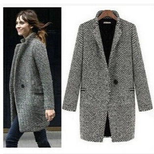 Damen Elegante zweireihige Blazerjacke mit klassischem Houndstooth-Muster EB