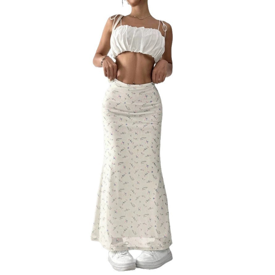 Damen Maxirock mit floralem Print und eleganter Transparenz EB