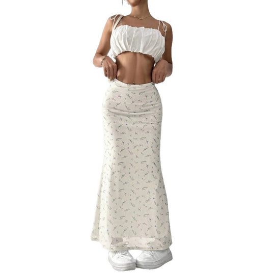 Damen Maxirock mit floralem Print und eleganter Transparenz EB