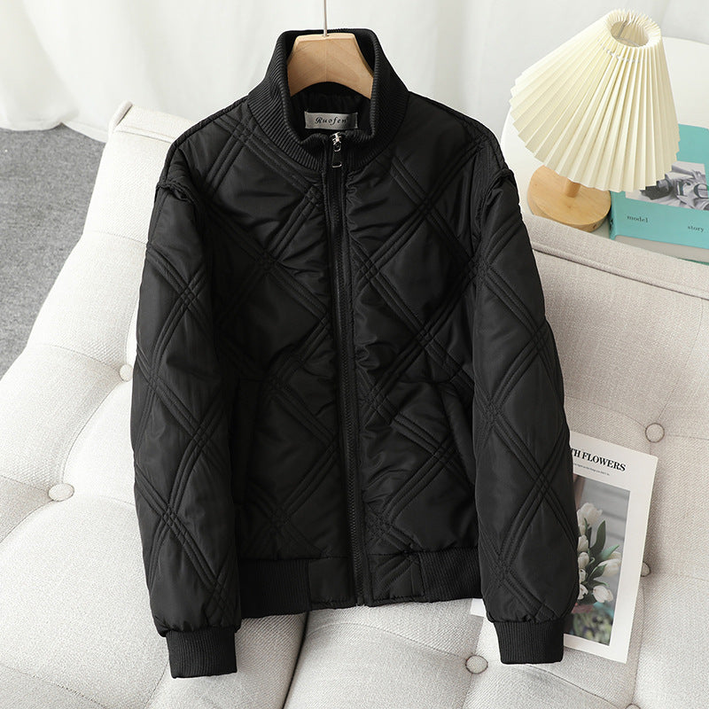 Damen gesteppte Übergangsjacke mit hohem Kragen und elastischen Bündchen EB
