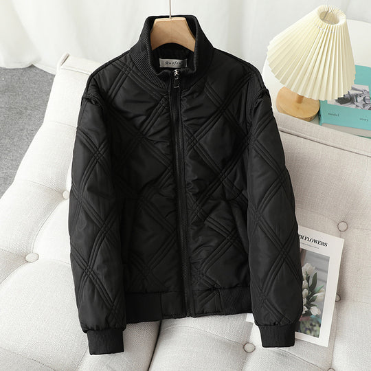 Damen gesteppte Übergangsjacke mit hohem Kragen und elastischen Bündchen EB
