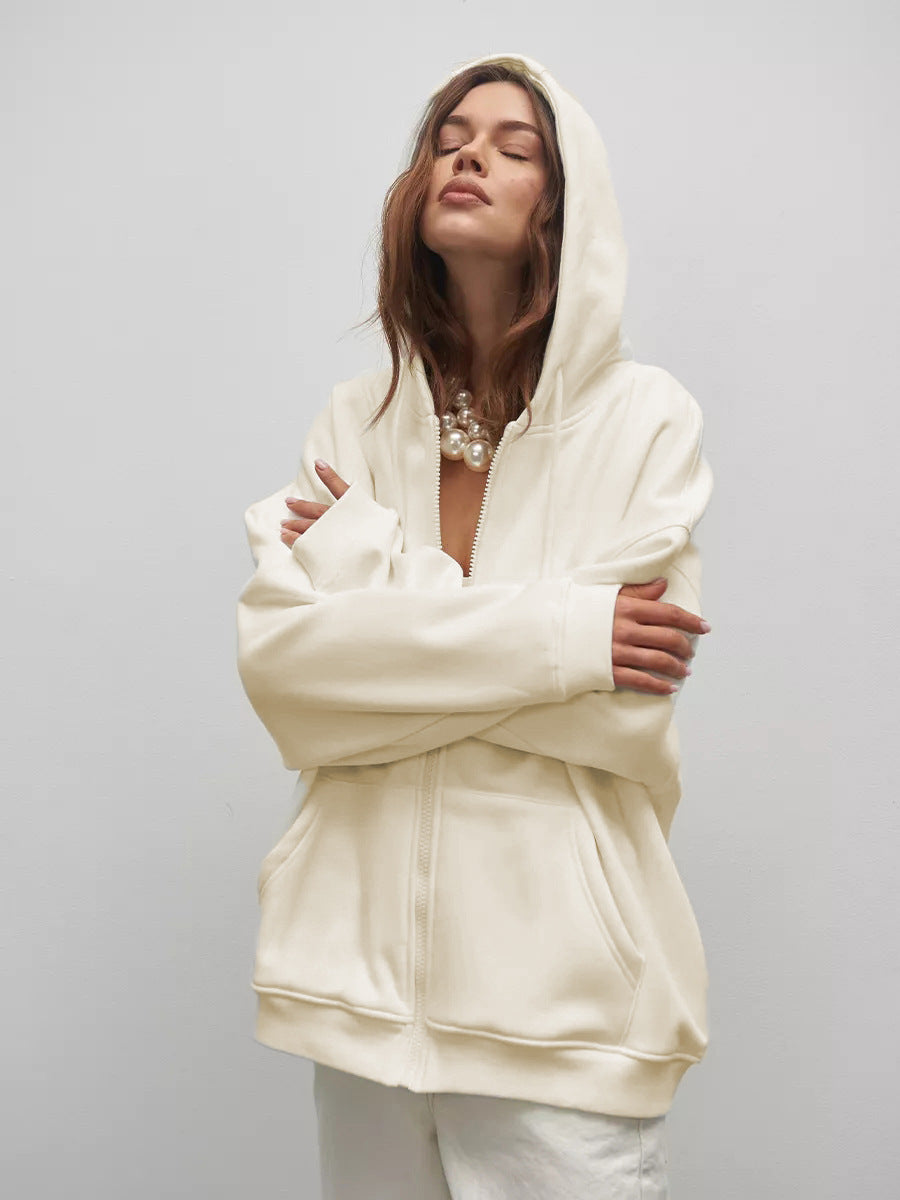 Damen Kuschelige Zip-Hoodie mit Oversized-Schnitt EB