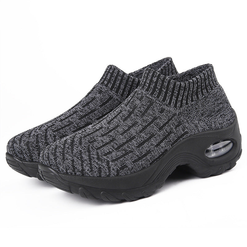 Damen Slip-On Sneakers mit atmungsaktiver Strick-Oberfläche und stoßdämpfendem Fußbett EB
