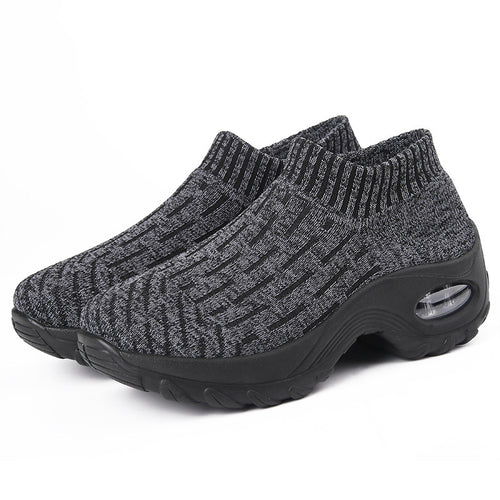 Damen Slip-On Sneakers mit atmungsaktiver Strick-Oberfläche und stoßdämpfendem Fußbett EB