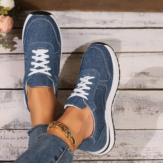 Damen  sportlich-elegante Textile Sneaker mit dämpfender EVA-Sohle und gepolsterter Innensohle EB