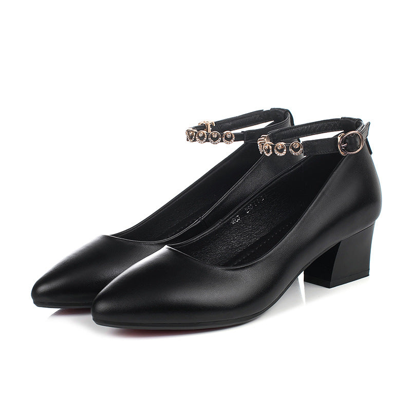 Damen Elegante Pumps mit verstellbarem Riemchen und luxuriösem Schmuckdetail EB