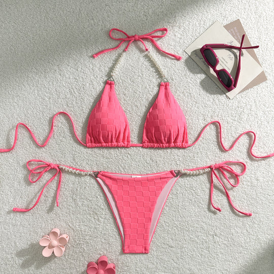 Damen Triangel-Bikini mit luxuriöser Perlenverzierung EB