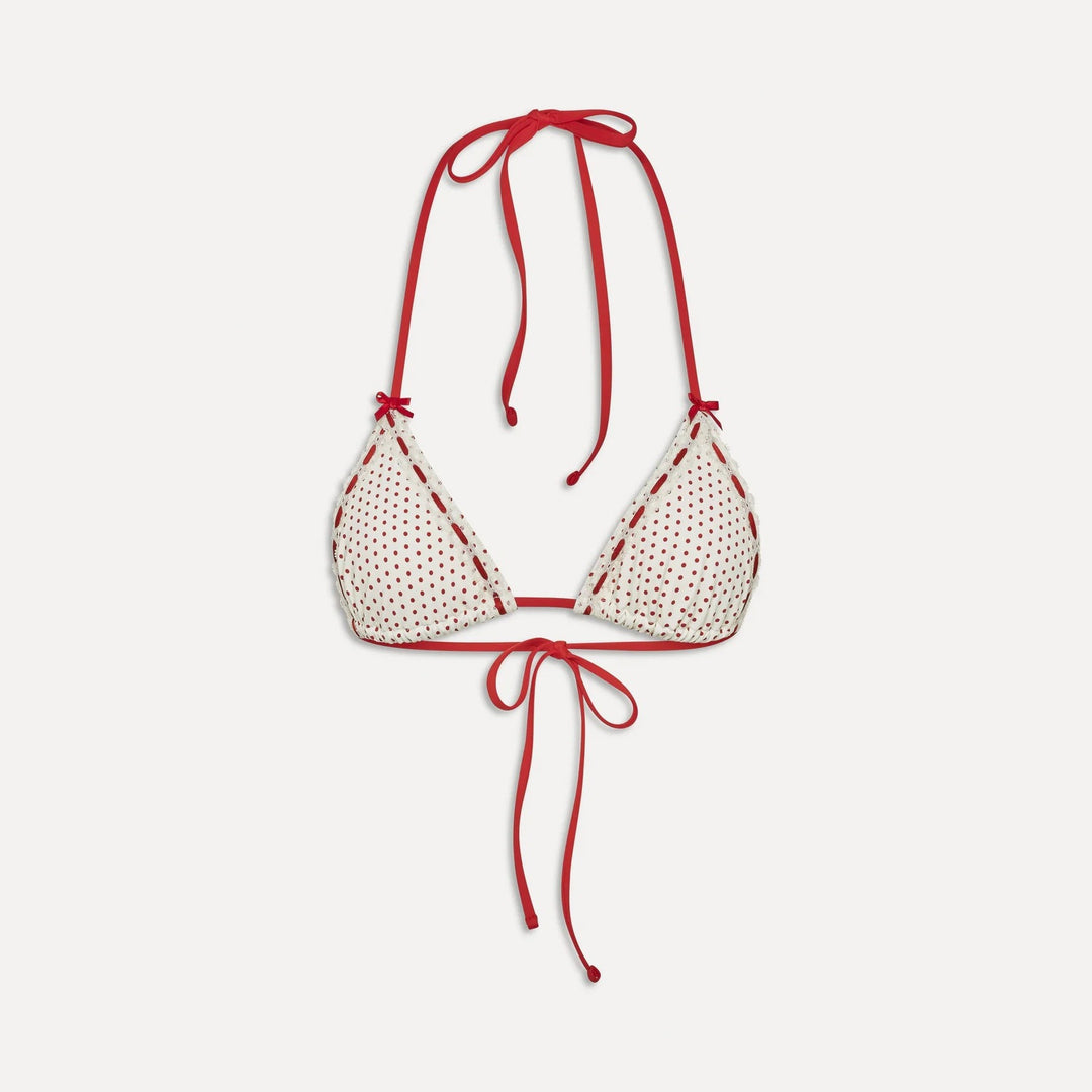Damen Triangel-Bikini mit verspieltem Punktmuster und raffinierten Bindebändern EB