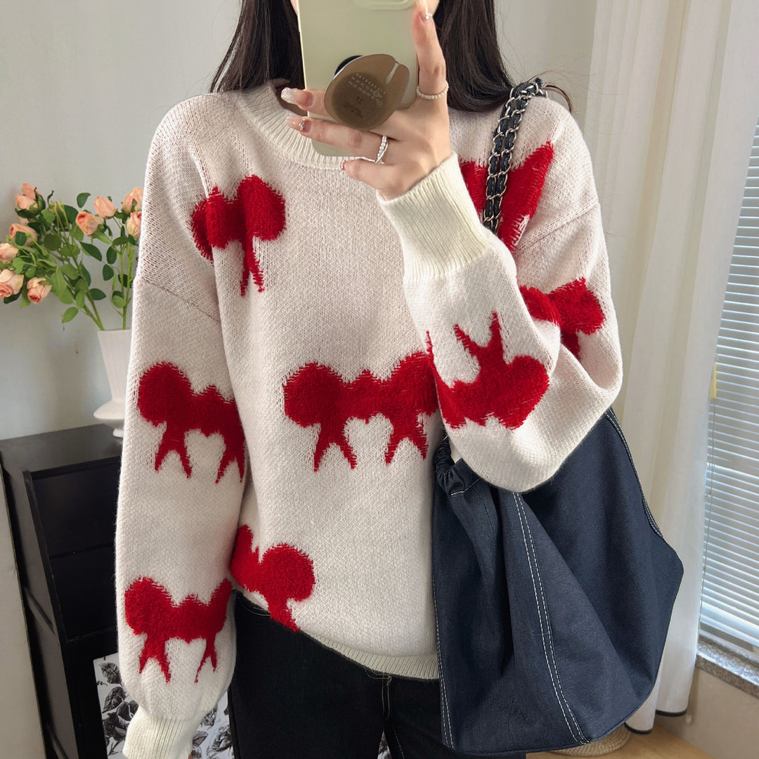 Damen kuscheliger Strickpullover mit verspieltem Muster EB