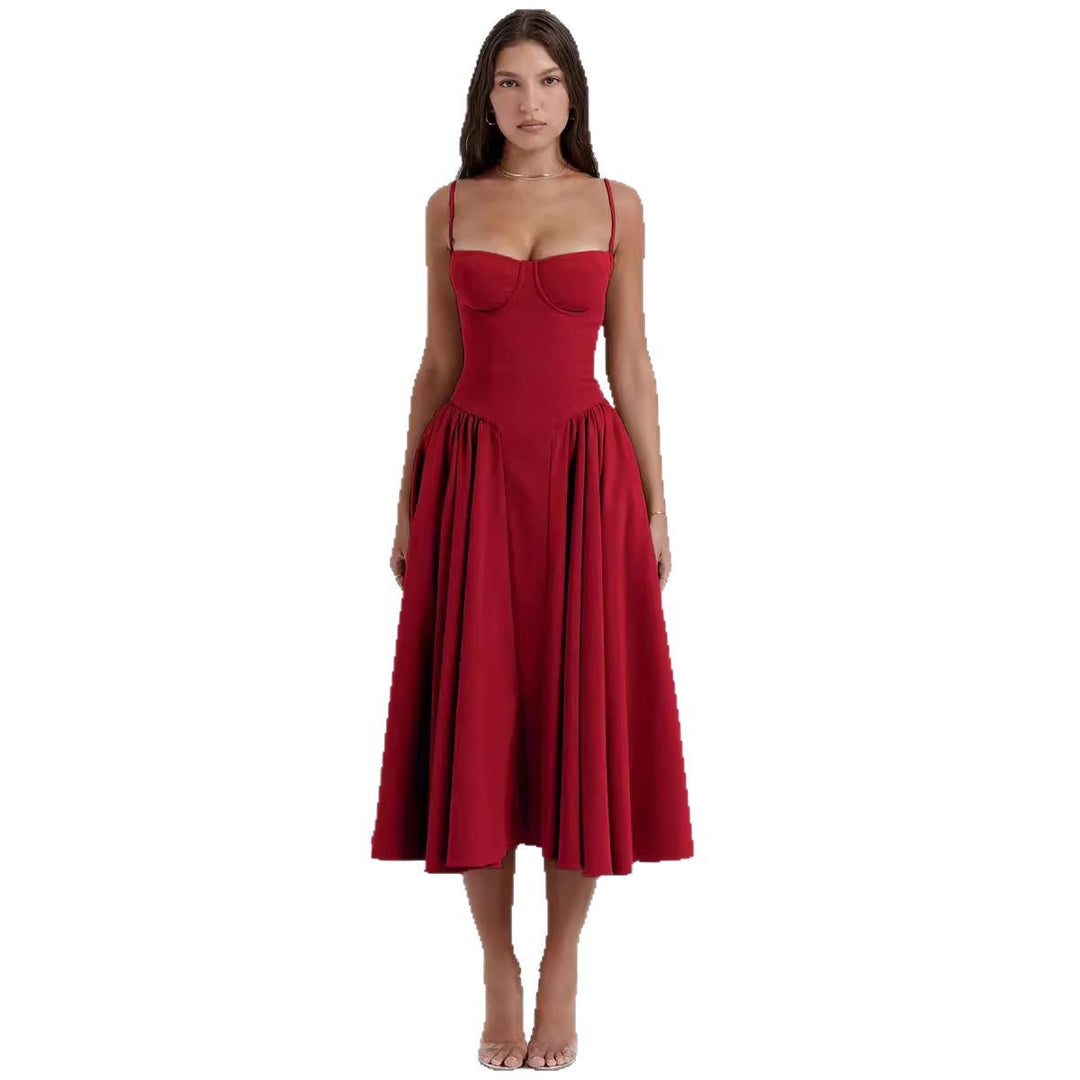 Damen Midi-Kleid mit elegantem Schnitt und komfortablen Trägern EB