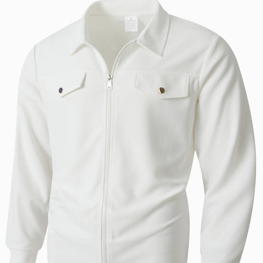 Herren nan strukturierte Overshirt-Jacke mit Waffelstruktur, Pattentaschen und verdecktem Reißverschluss EB