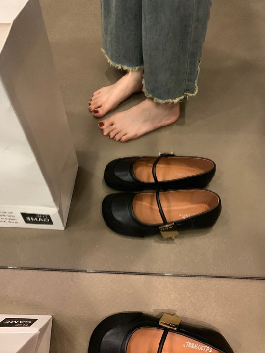 Damen elegante Mary Jane Ballerinas mit modischem Riemchen und bequemer Innenpolsterung EB