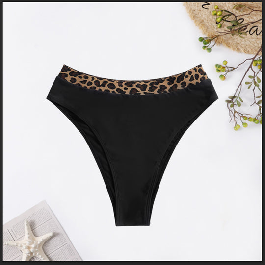 Damen Hochtailliertes Bikini-Unterteil mit modischem Leopardenmuster EB