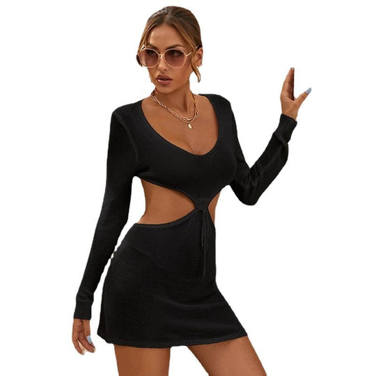 Damen luftiger Cut-Out Strandkleid EB