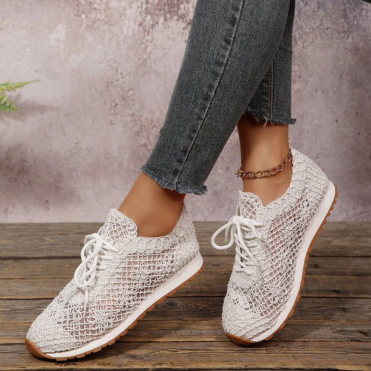 Damen  gestrickte Slip-On Plateau-Sneaker mit atmungsaktivem Obermaterial und gepolstertem Komfortfußbett EB