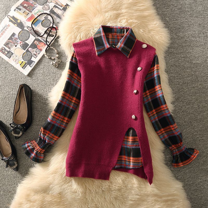 Damen Strickweste mit elegantem V-Ausschnitt und Knopfdetails EB