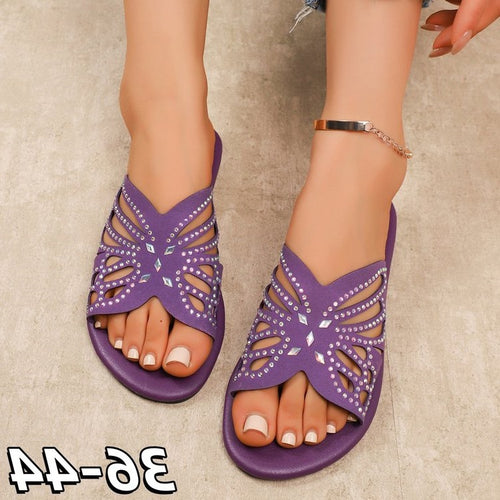 Damen Elegante Riemchen-Sandalen mit floralem Cut-Out-Design EB