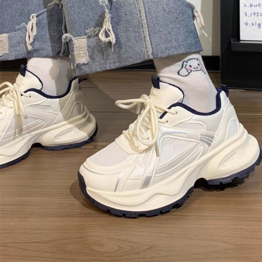 Damen Retro-Chunky-Sneaker mit extraweicher Keil-Plateau-Sohle und gepolstertem Komfortkragen EB