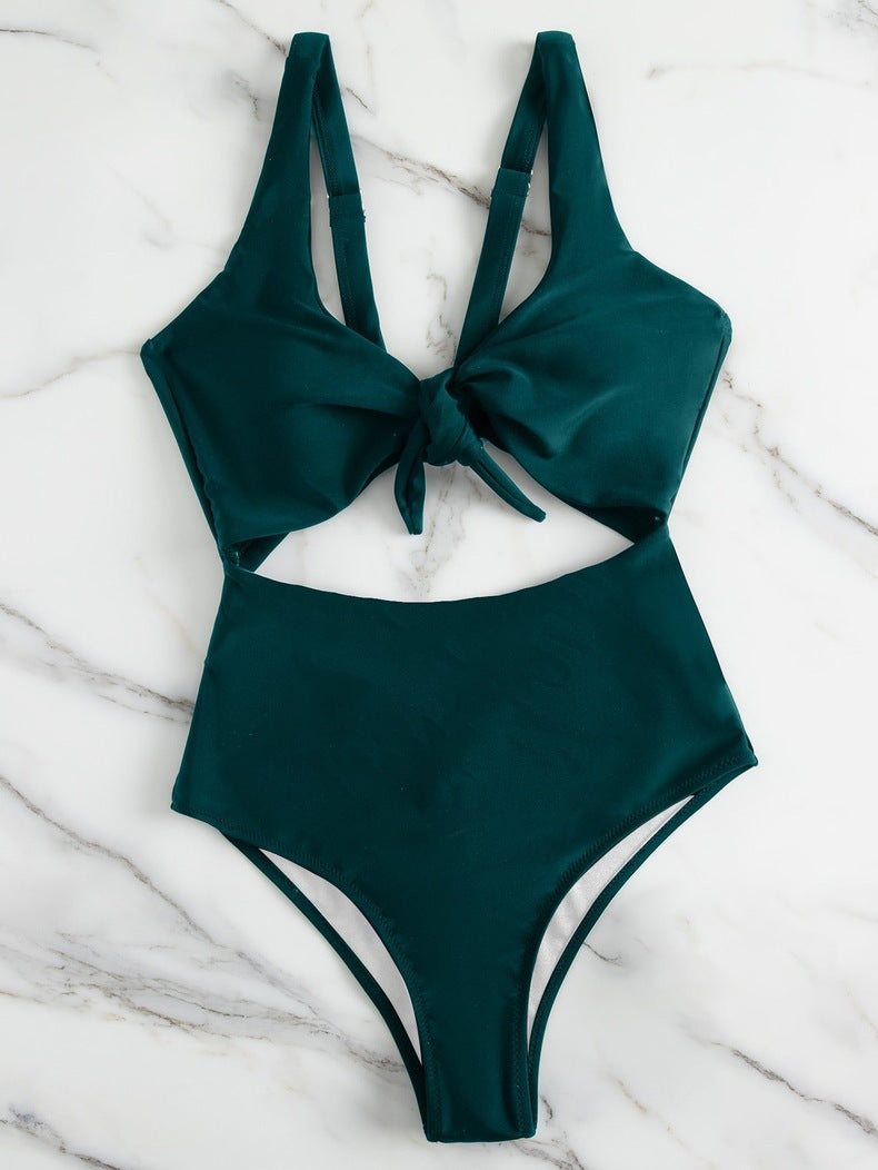 Damen Triangel-Bikini-Set mit verstellbarem Knotendesign EB