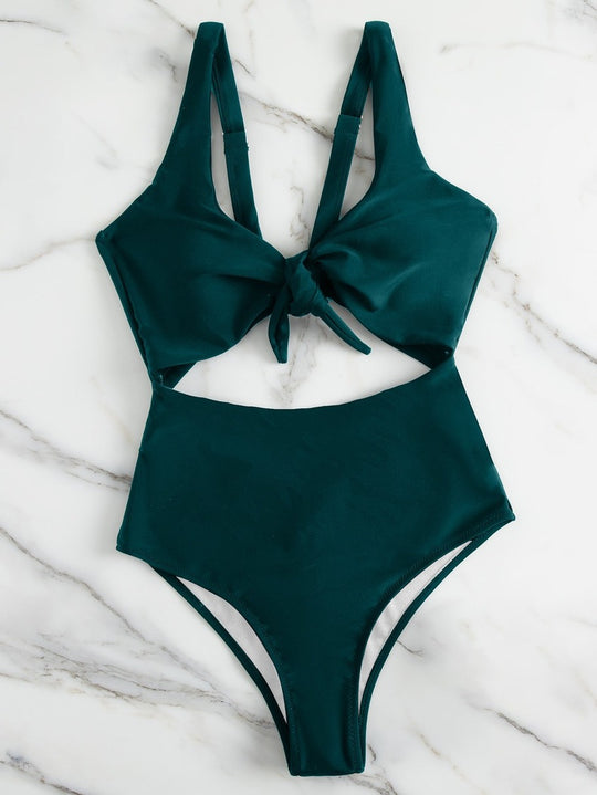 Damen Triangel-Bikini-Set mit verstellbarem Knotendesign EB