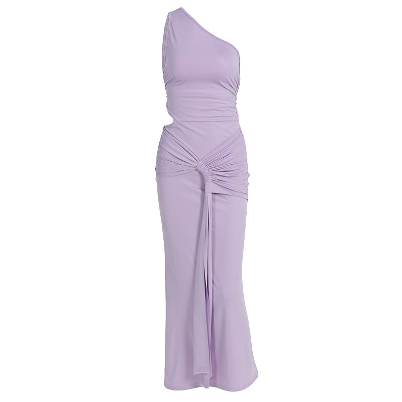 Damen stilvolles Wickelkleid mit asymmetrischem Ausschnitt und Rüschendetails EB
