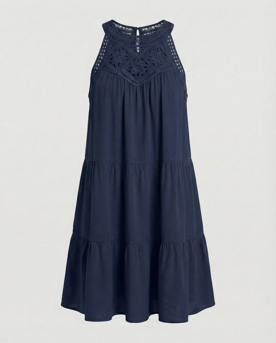 Damen Sommerkleid mit Spitze Freizeitkleid
