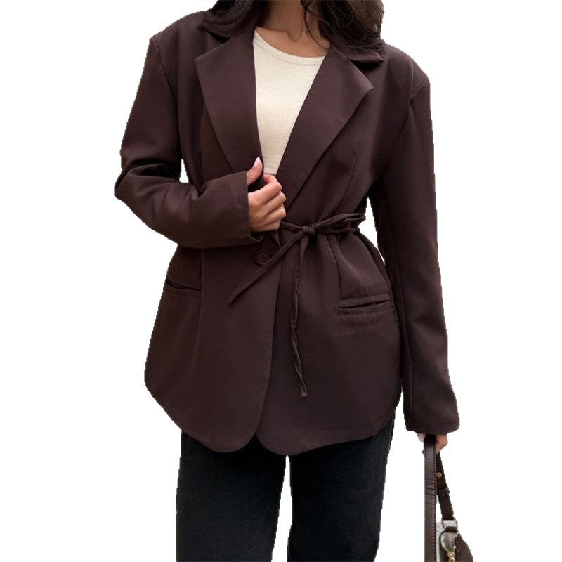 Damen taillierter Blazer mit Gürtel EB
