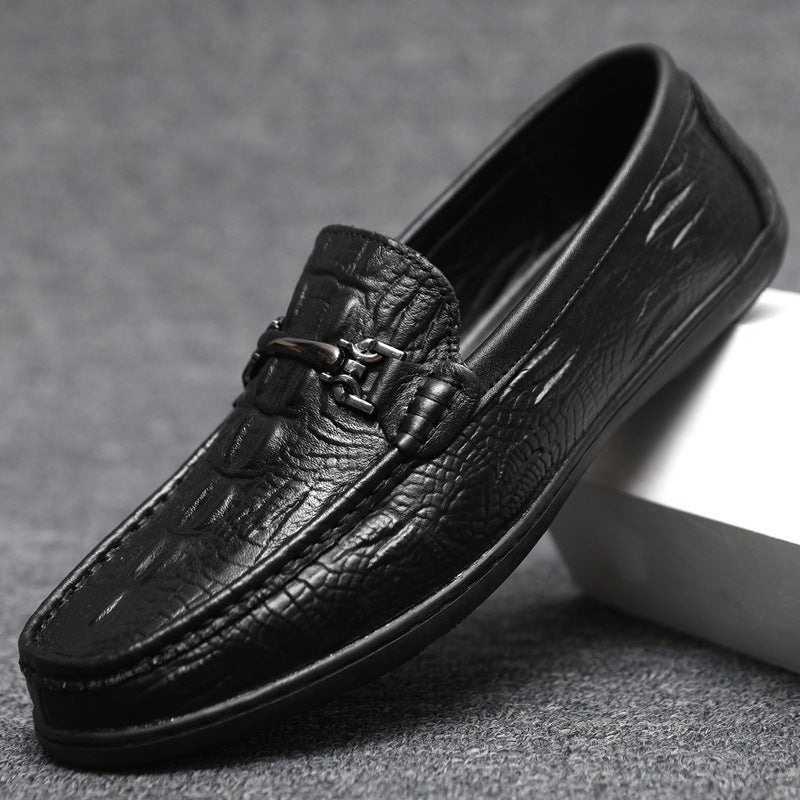 Herren elegante Mokassins im modernen Krokodil-Look EB