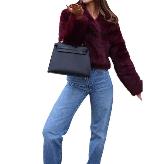 Damen Kunstpelzjacke im eleganten Oversized-Stil EB