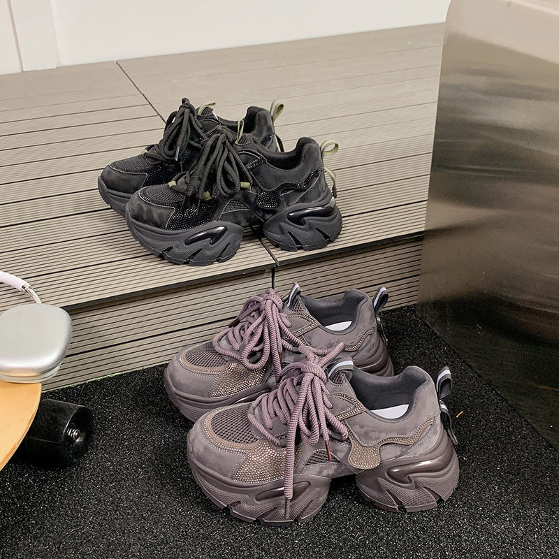 Damen Sportliche Chunky Sneakers mit atmungsaktivem Obermaterial und rutschfester Sohle EB