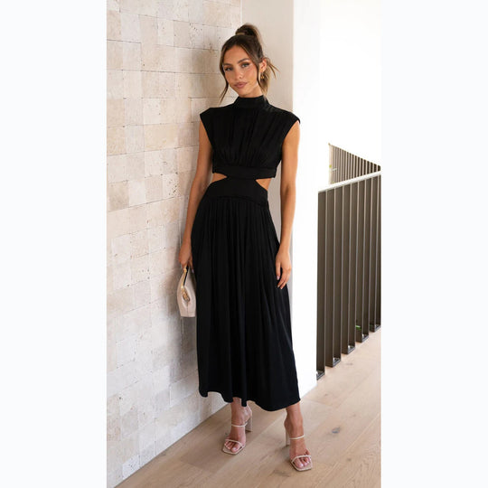 Damen Maxikleid mit kreativem Schnitt und tailliertem Design EB