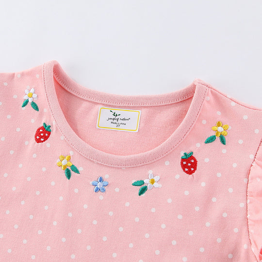 Mädchen Tüllkleid mit niedlichen Hasen- und Blumenstickereien EB