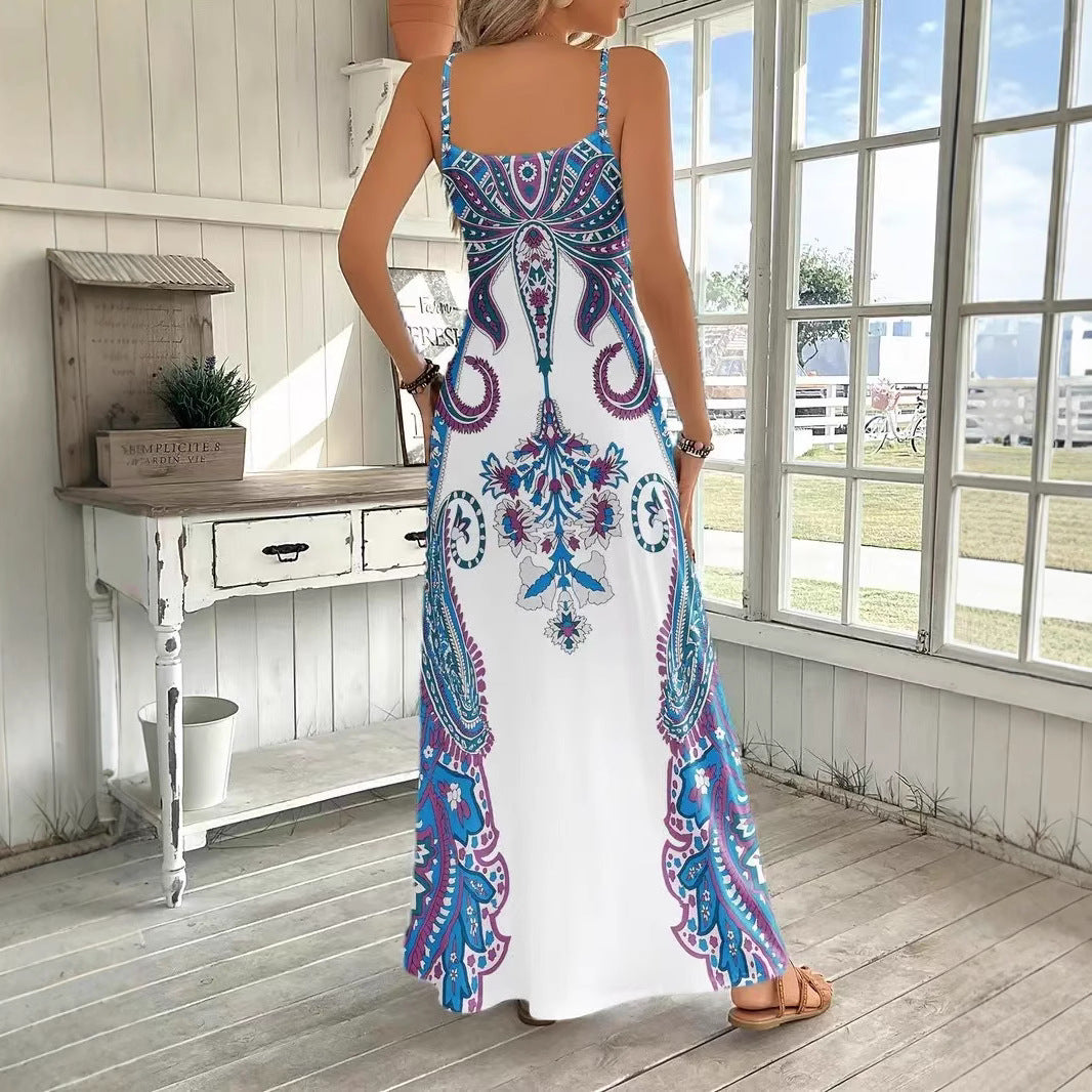 Damen Maxikleid mit verspieltem Druck und eleganter Silhouette EB