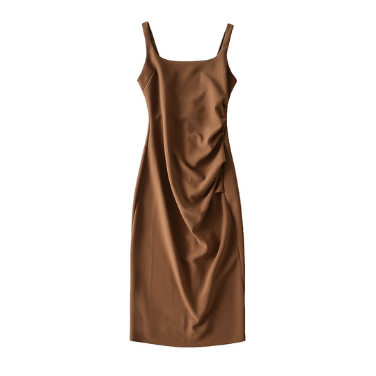 Damen figurbetontes Midi-Kleid mit elegantem Rüschendetail EB