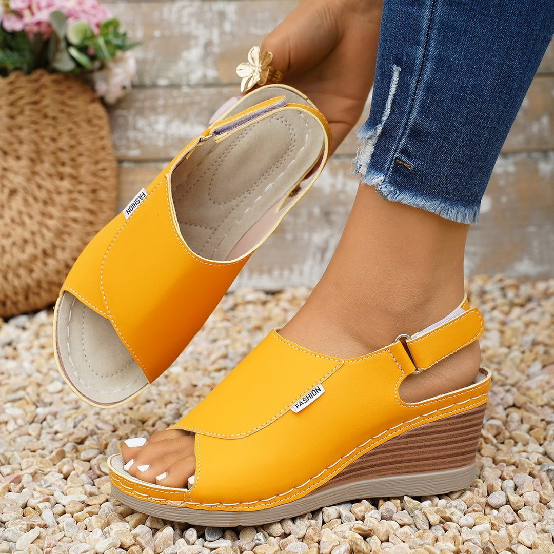 Damen Wedge-Sandalen mit offenem Zehenbereich und verstellbarem Riemen EB