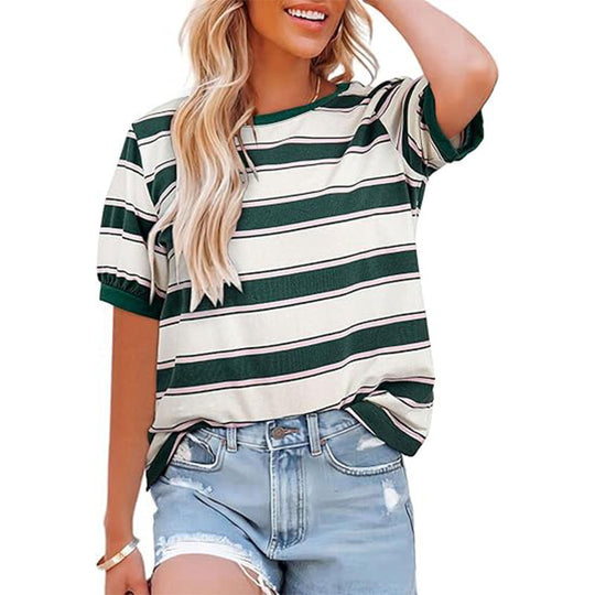 EB | Gestreiftes T-Shirt mit Rundhalsausschnitt für Damen