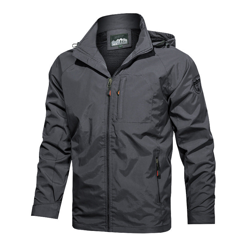 Herren nan leichte wasserabweisende Softshell Outdoorjacke mit Kapuze Brusttasche EB