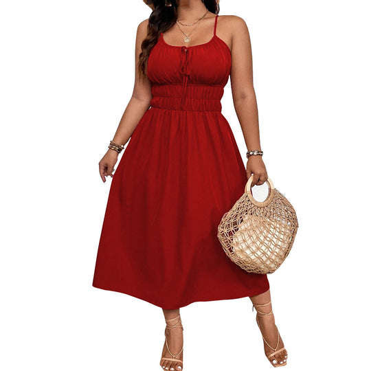 Damen Maxikleid mit verstellbaren Trägern und elastischem Bund EB