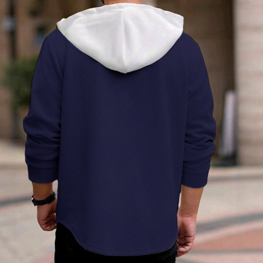 Herren nan strukturierte Overshirtjacke mit gesteppter Diagonalstruktur, Kontrastkapuze und aufgesetzten Brustklappen EB