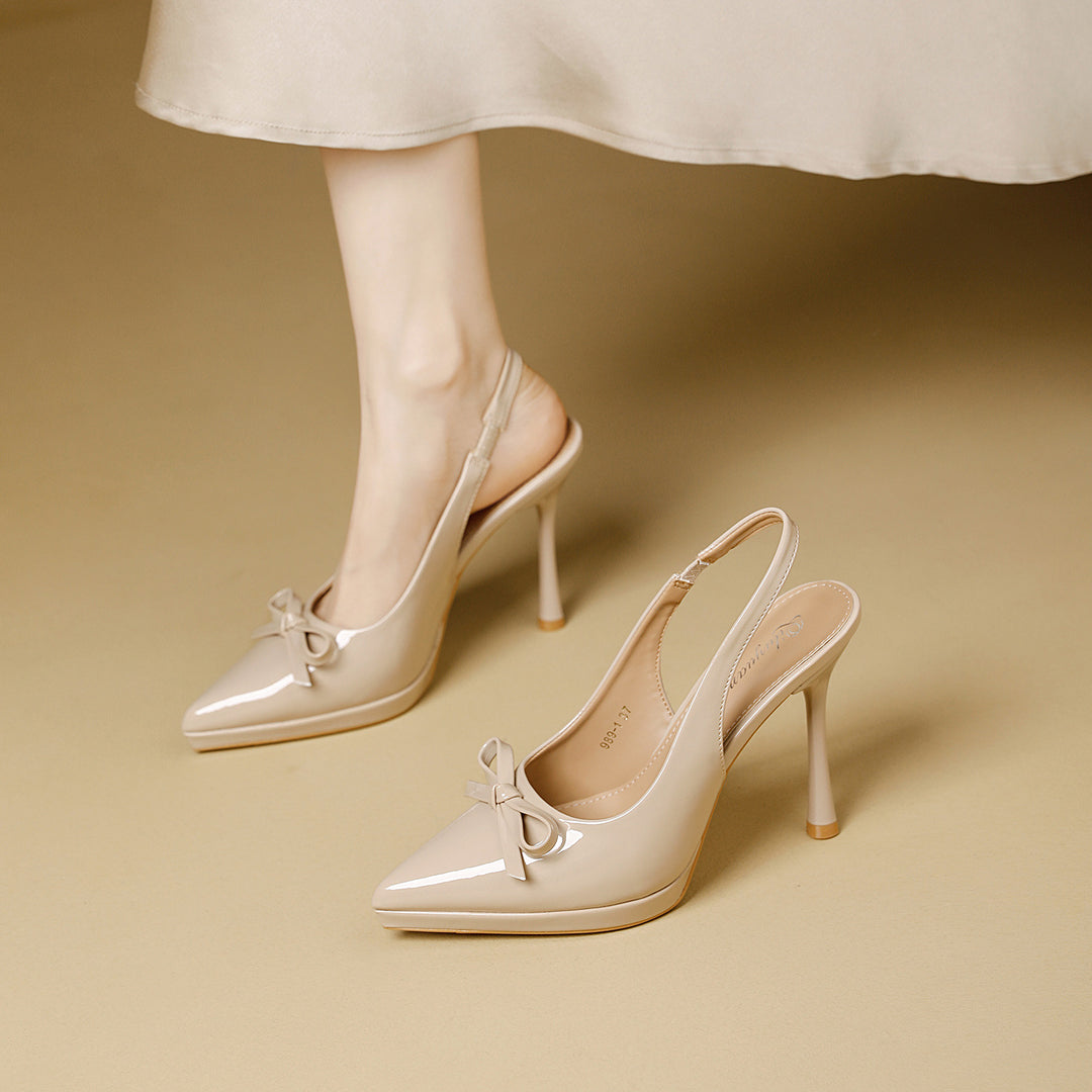 Damen elegante Slingback-Pumps mit dekorativem Schleifendetail EB
