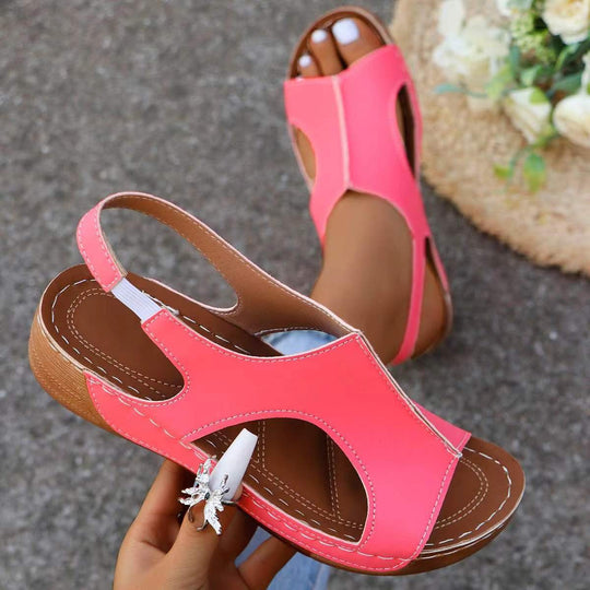 Damen Komfortable Keil-Sandalen mit modischen Ausschnitten EB