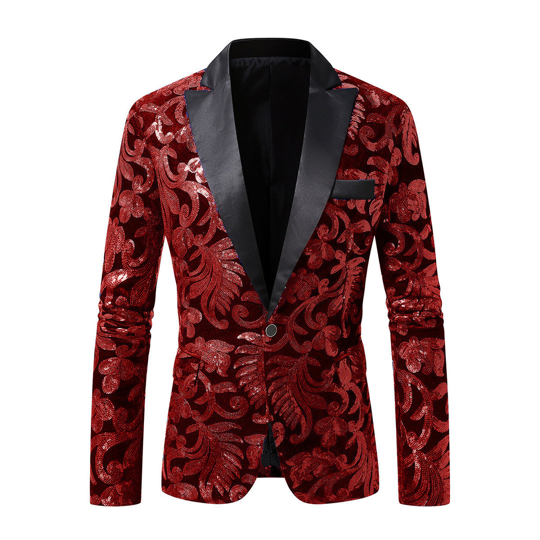Damen eleganter Pailletten-Blazer mit floralem Design und luxuriösem Schnitt EB