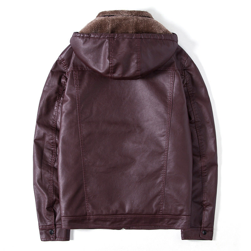 Herren modische Kunstlederjacke mit warmem Innenfutter EB